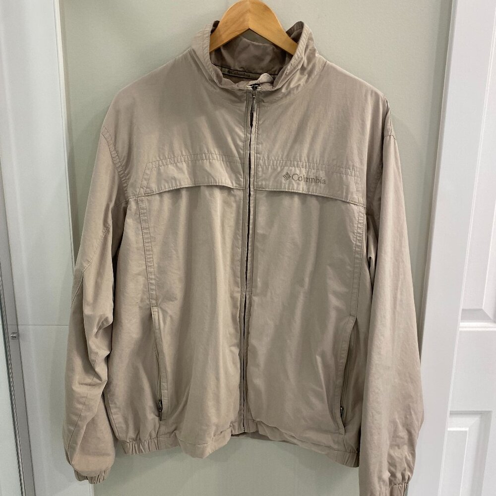 Columbia Light Jacket - Sportswear Men's Large Softshell Coat - Beige Tan